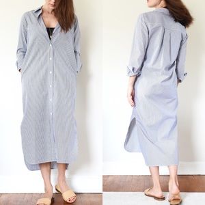 EVERLANE Striped Cotton Poplin Long Shirt Dress